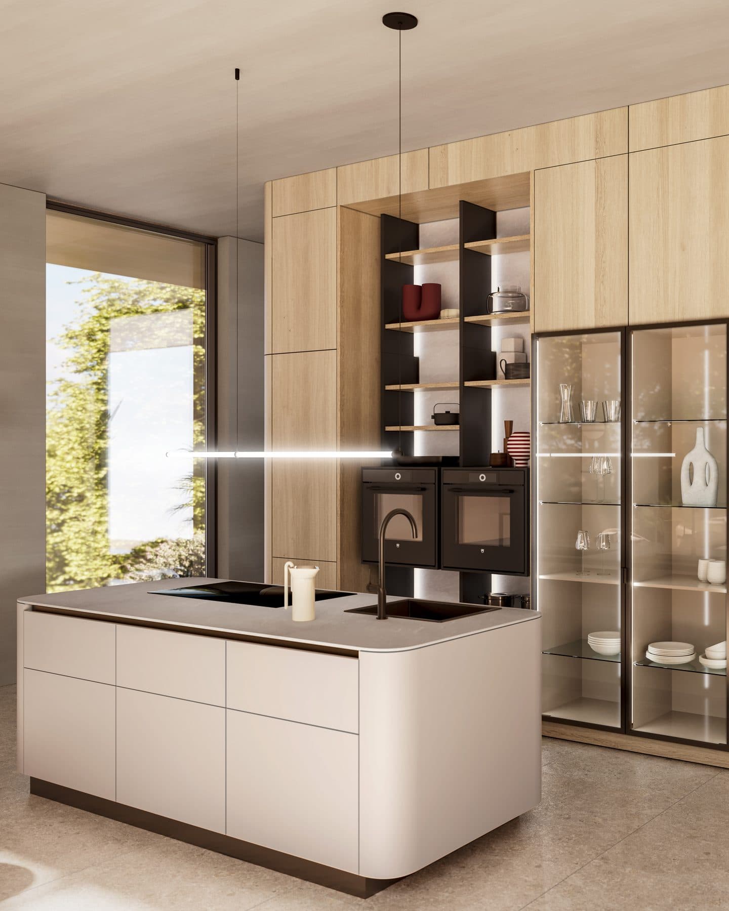 Îlot à joue arrondie, plan compact dolomite