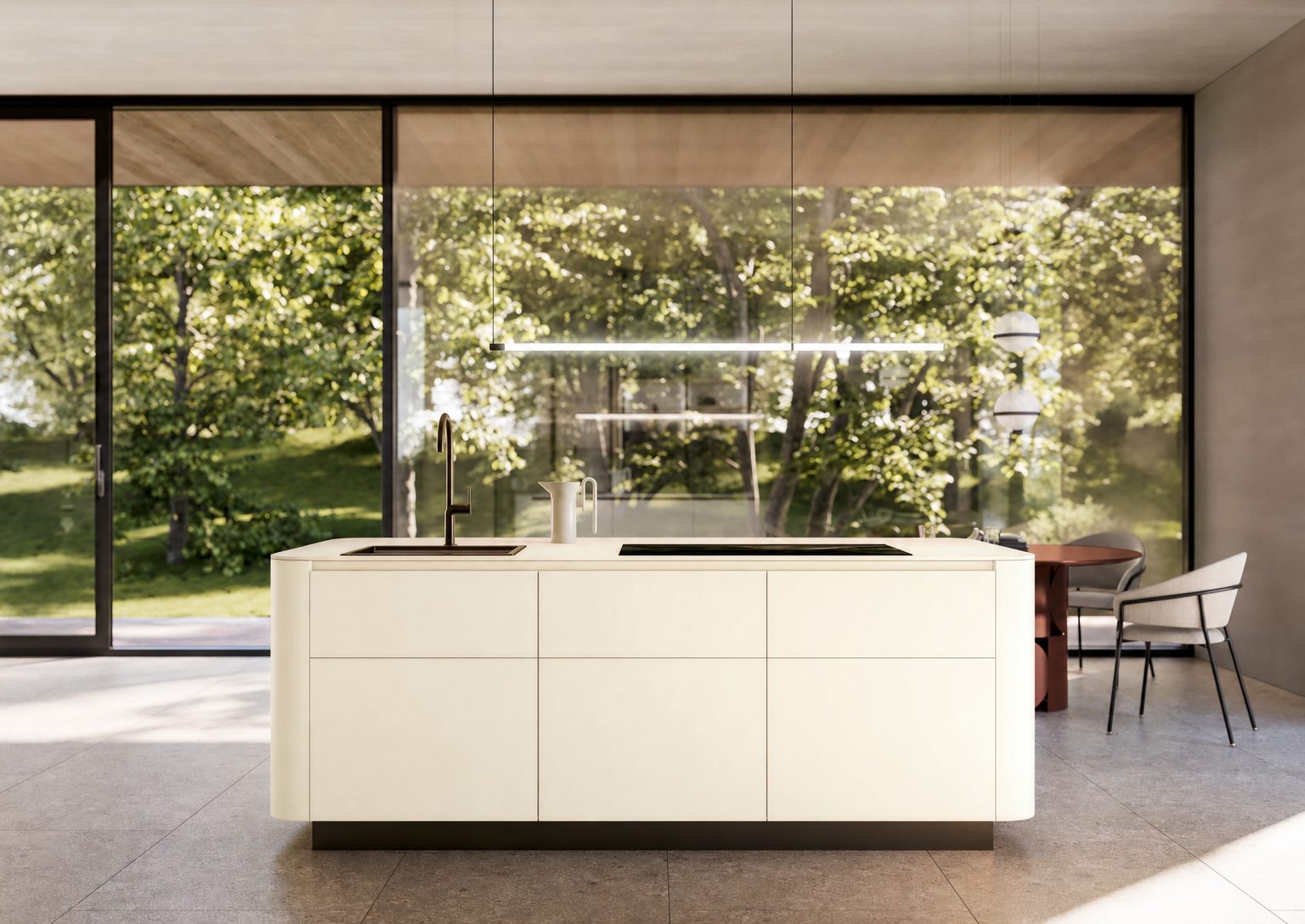 Cuisine avec plan stratifié et façade mélaminé Magnolia