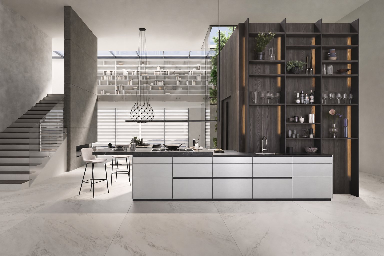 Cuisine avec façade Aluro Oxid Silver